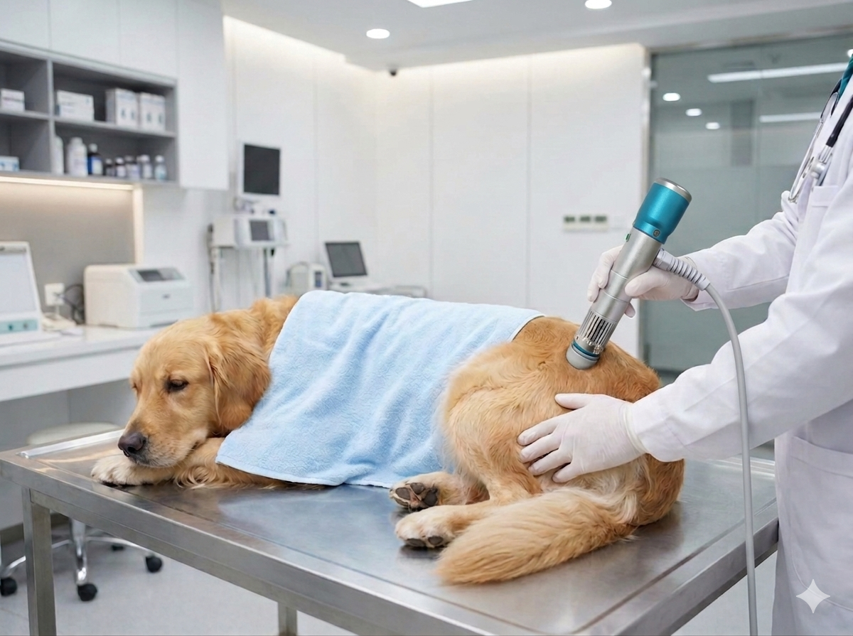 BMV18 veterinary shockwave application for canine physiotherapy