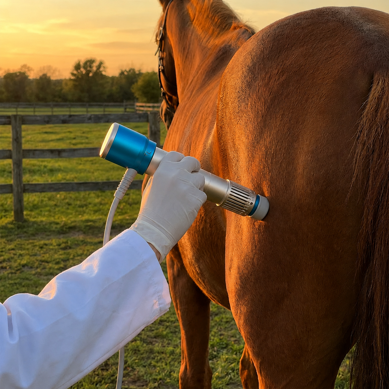 BMV18 veterinary shockwave application for equine rehabilitation