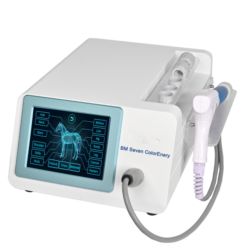 QT802 pneumatic veterinary shockwave device by BM Seven ColorEnery with equine touchscreen interface